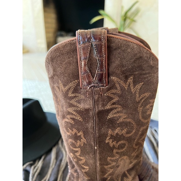 Sartore Alligator and Suede Cowboy Boots - 7.5 - Picture 12 of 15